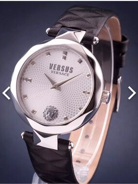 Versus Versace Silver and Black Textured Watch